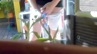 Redhead boy tries to pee in a bottle hiding from his friend&period; Caught&comma; it ends up in watersports coupled with a gay blowjob